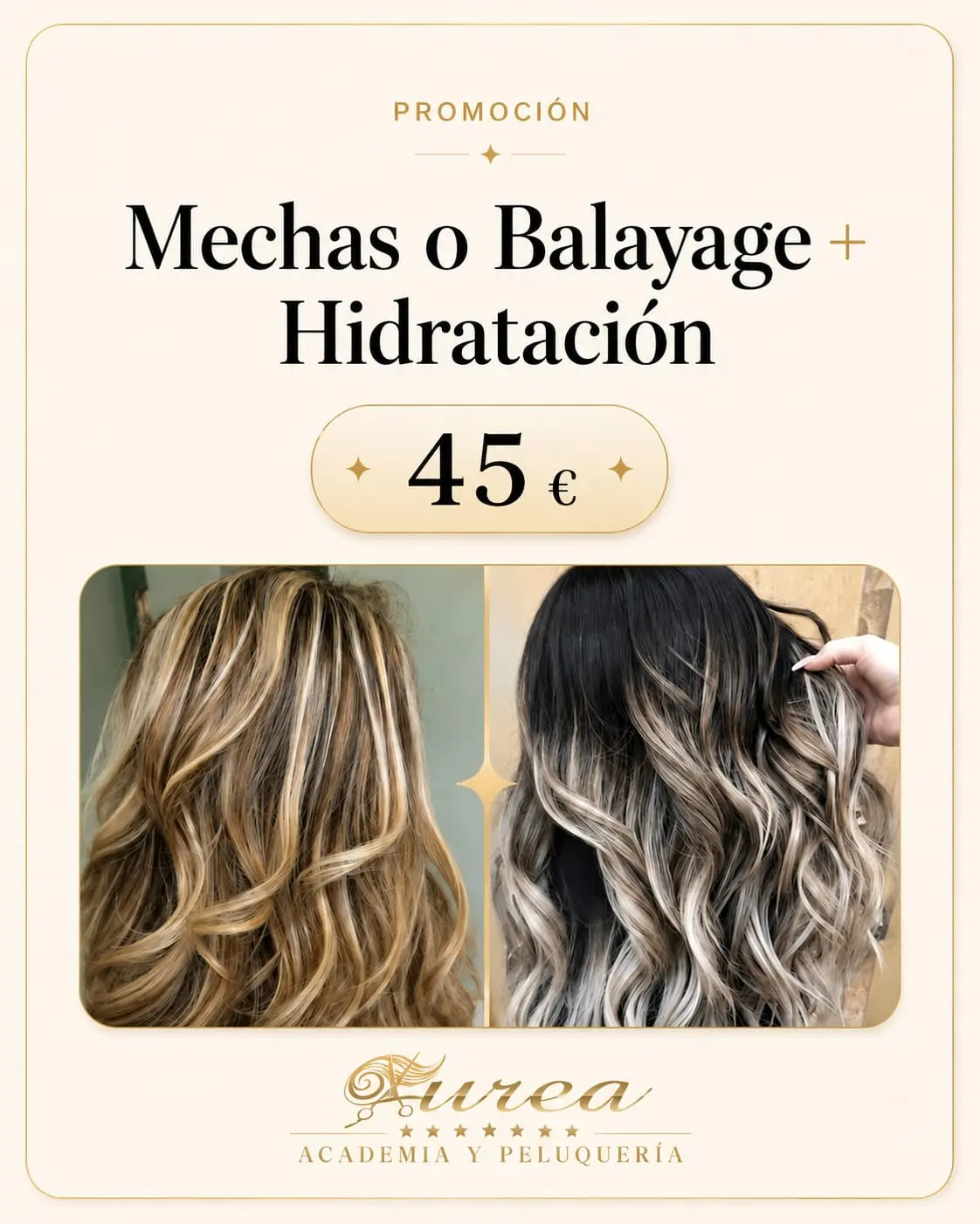 Promoción de Mechas o balayage + hidratación por 45 € en Áurea