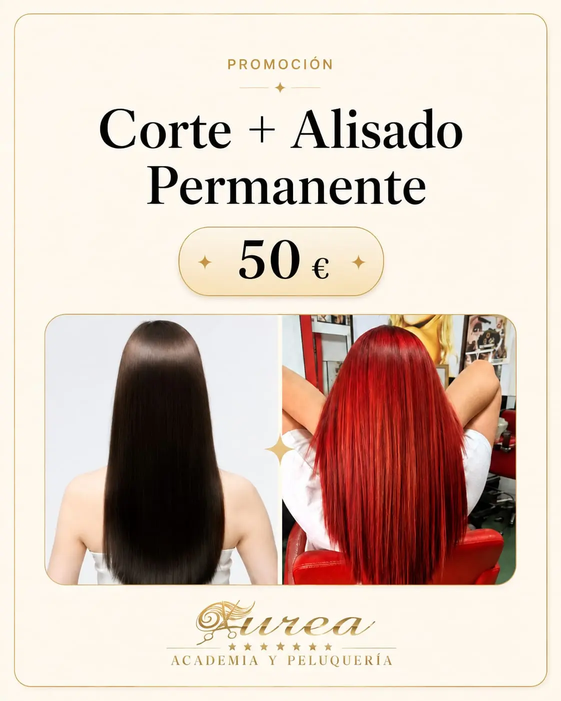 Promoción de Corte + alisado permanente por 50 € en Áurea